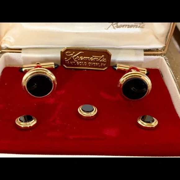 Vintage Krementz Art Deco Cufflink Set in Case - Picture 3 of 7